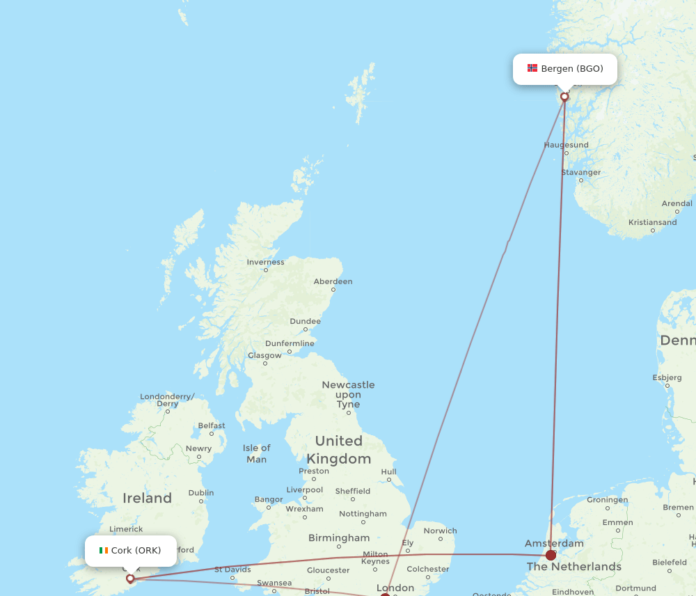 ORK-BGO flight routes