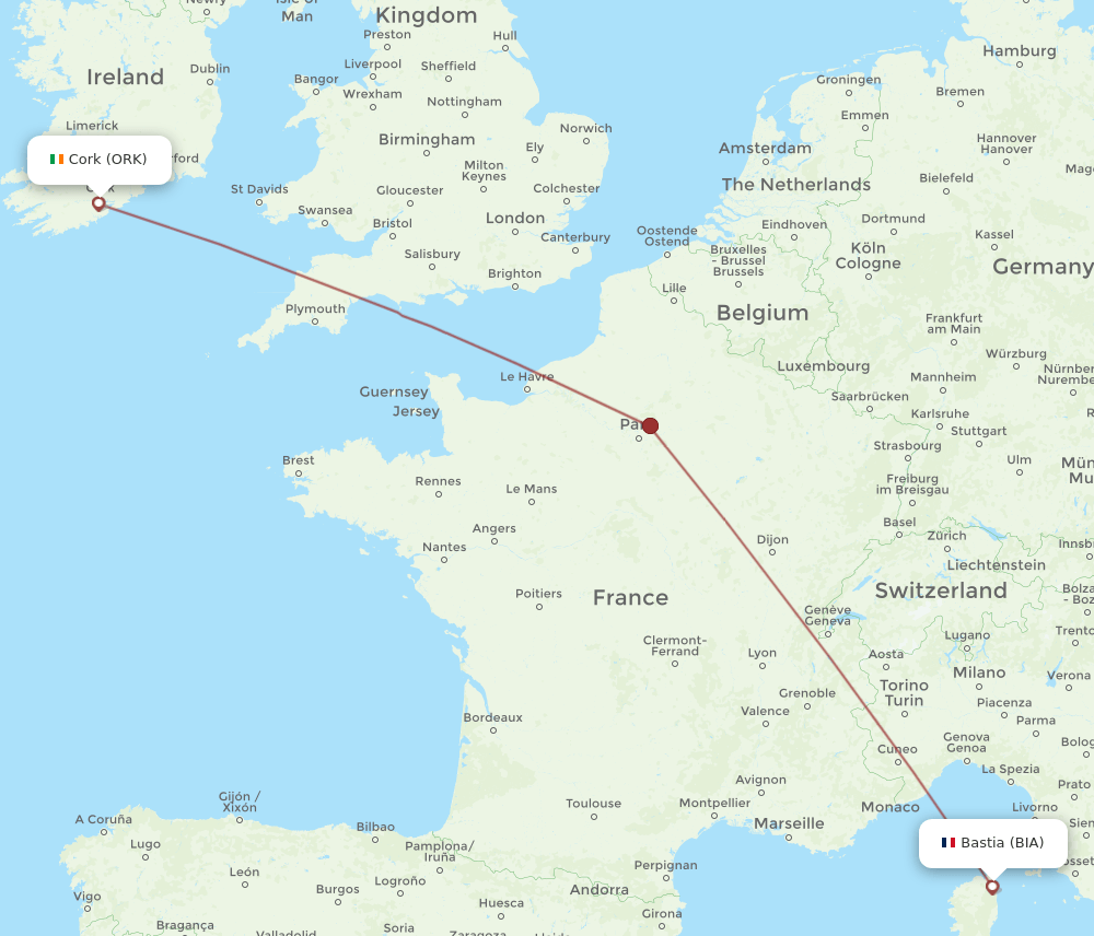 ORK-BIA flight routes