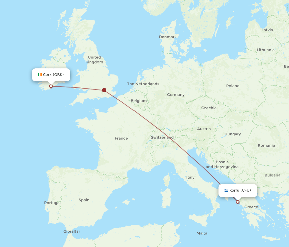ORK-CFU flight routes