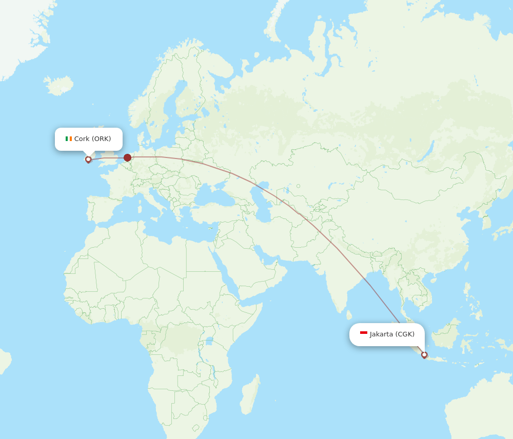 ORK-CGK flight routes