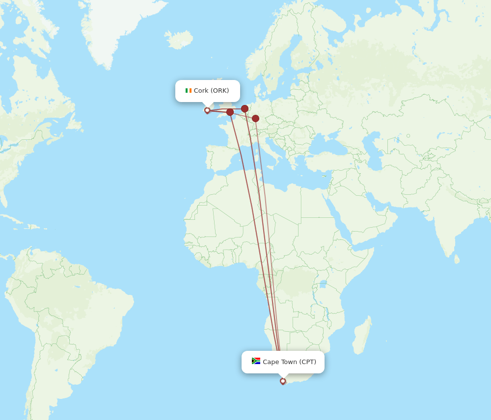 ORK-CPT flight routes