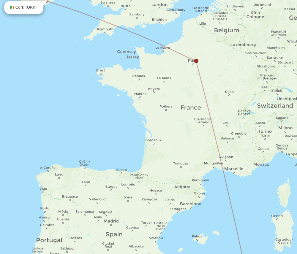 ORK-CZL flight routes