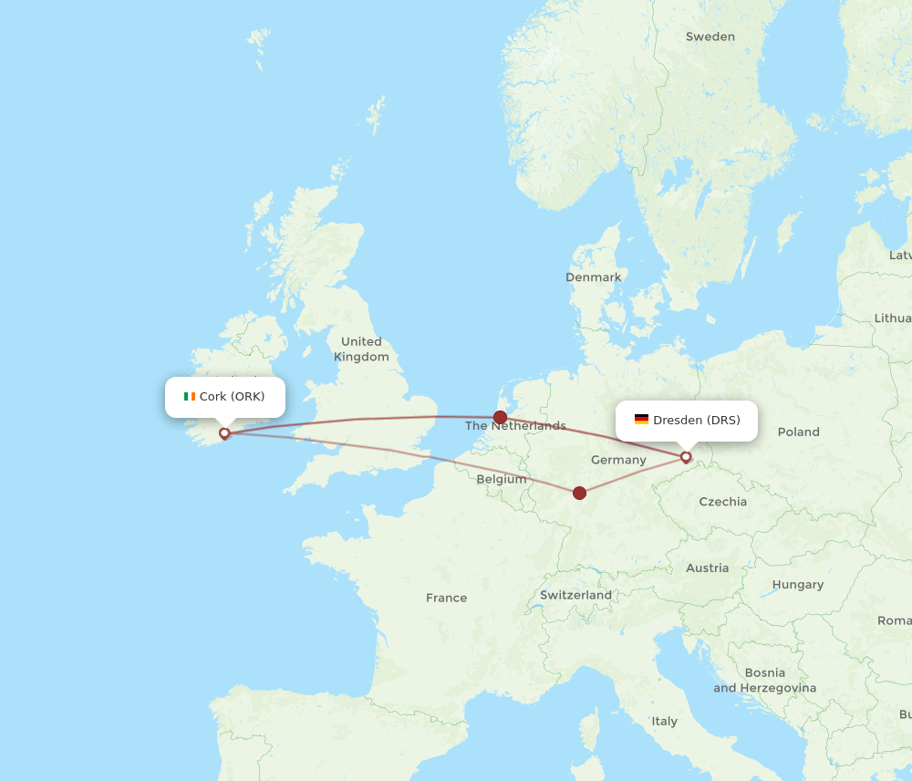 ORK-DRS flight routes