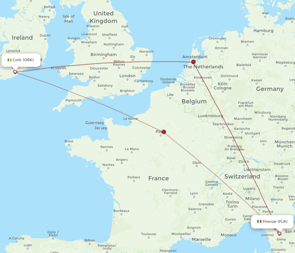 ORK-FLR flight routes