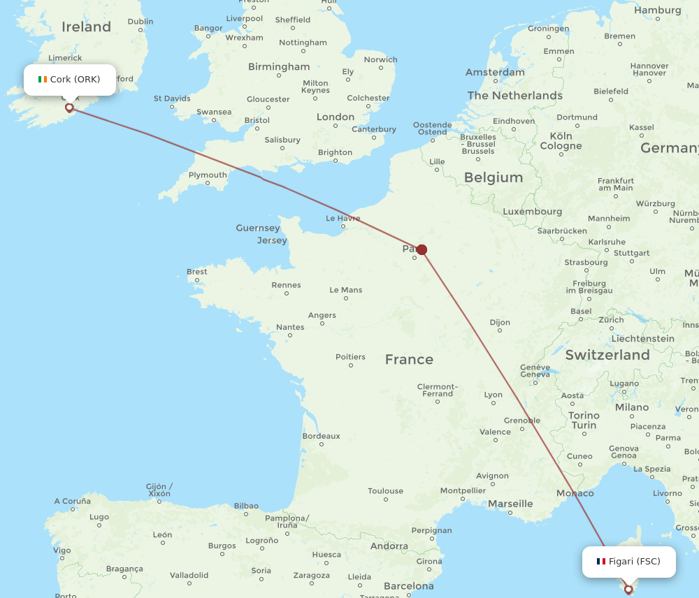 ORK-FSC flight routes