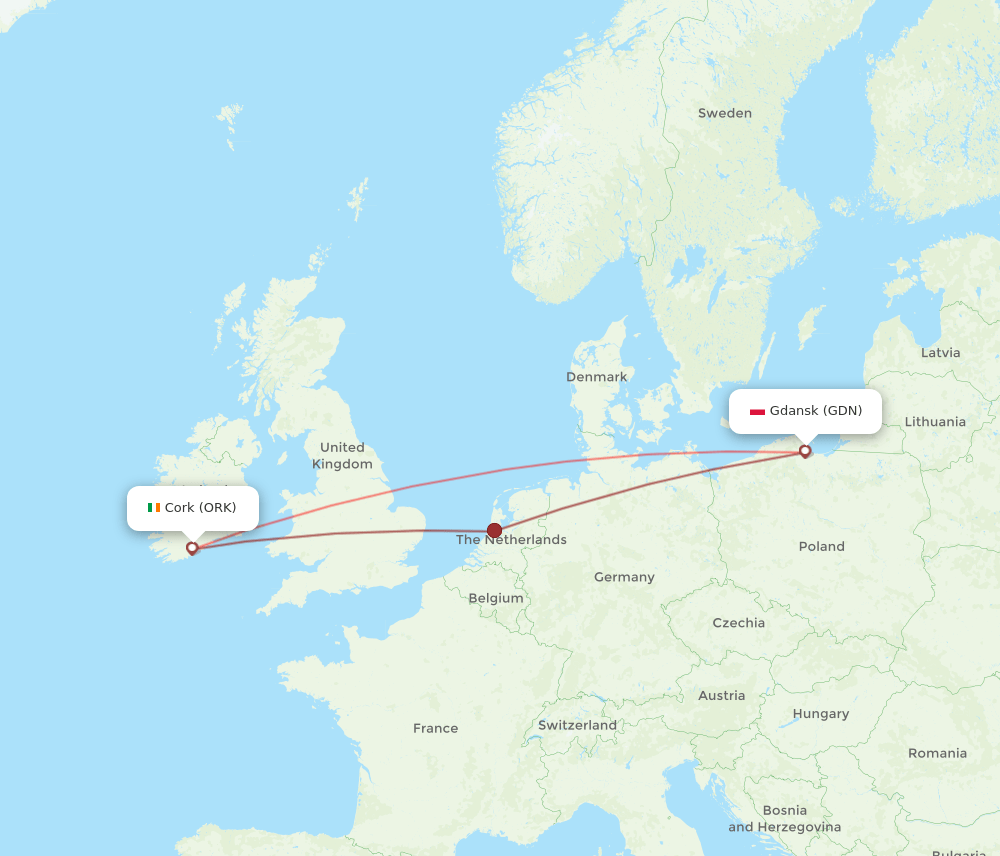 ORK-GDN flight routes