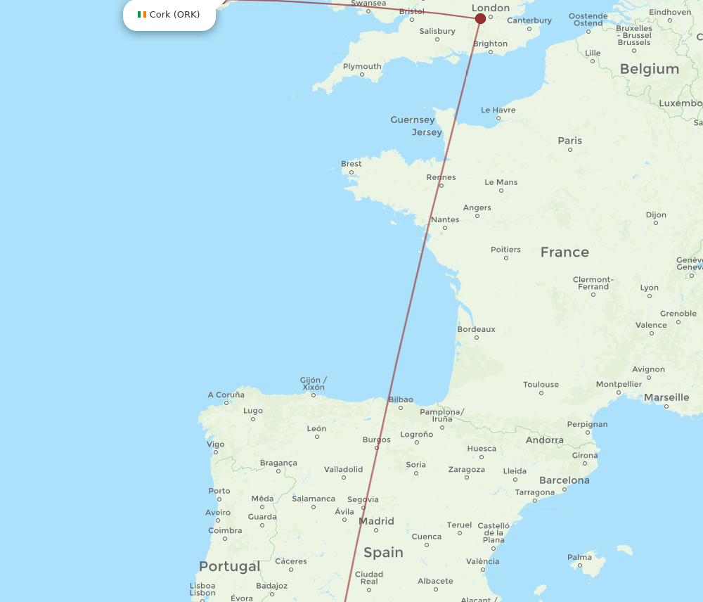 ORK-GIB flight routes