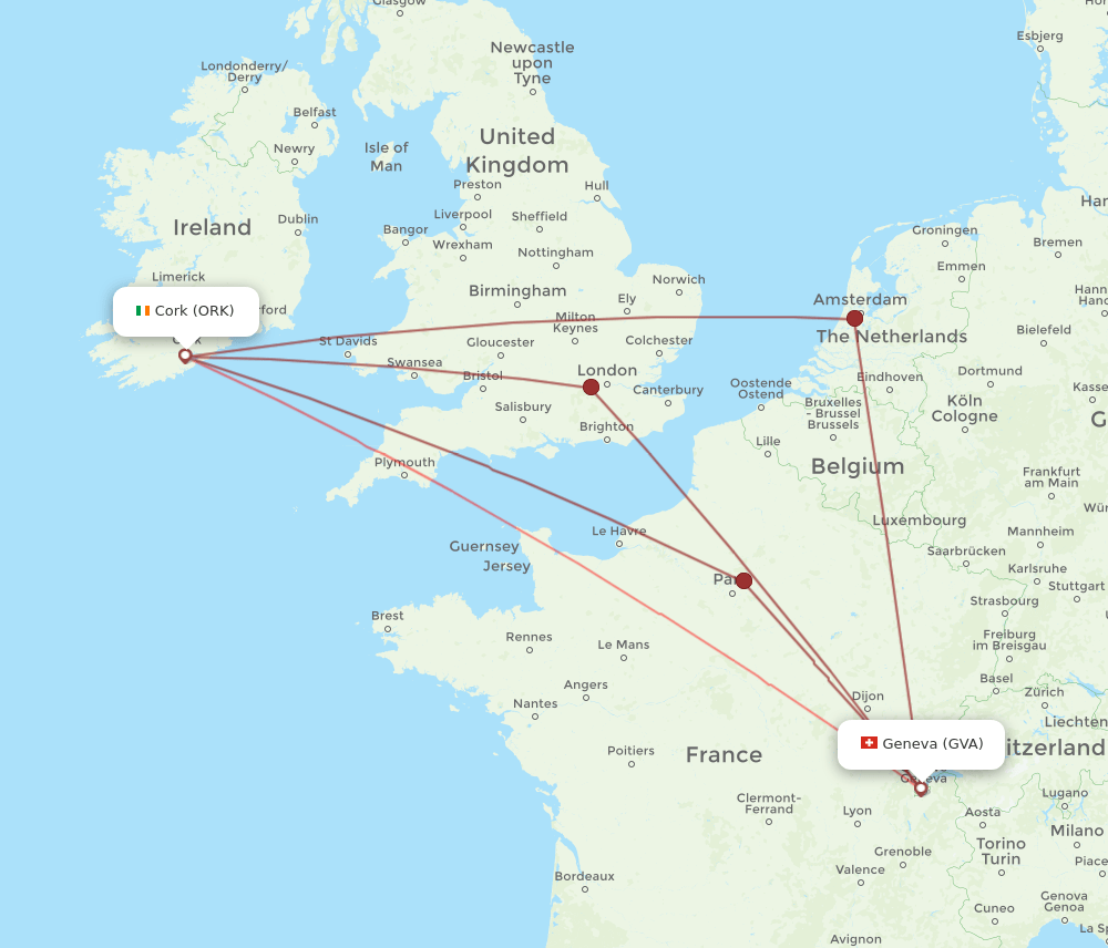 ORK-GVA flight routes