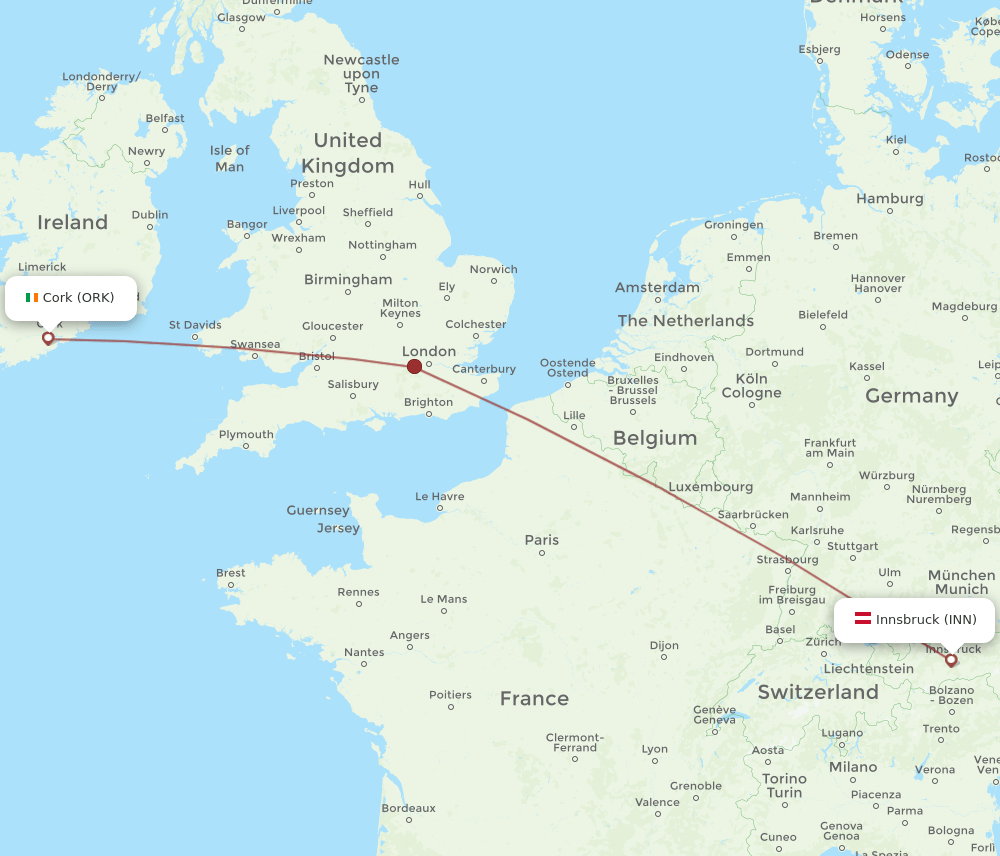 ORK to INN flights and routes map