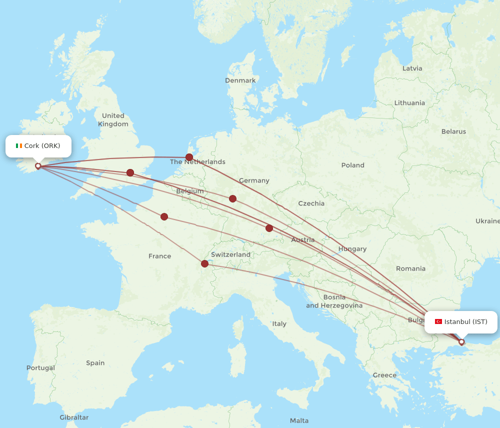ORK-IST flight routes