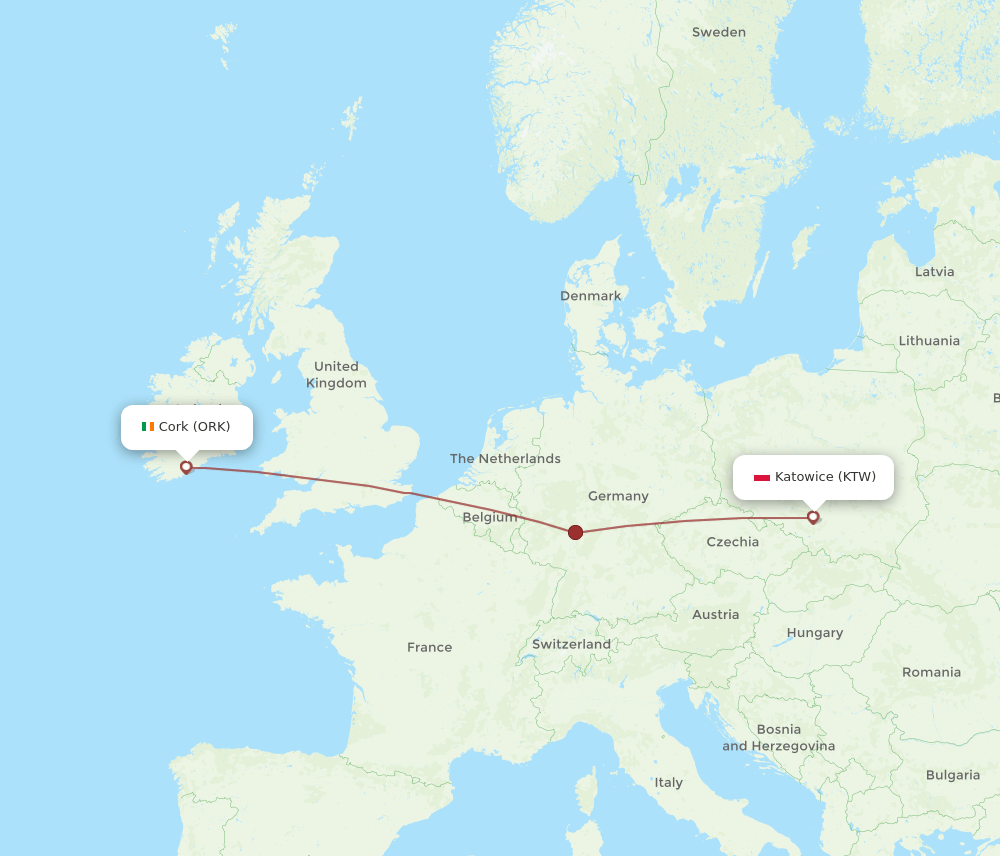 ORK-KTW flight routes