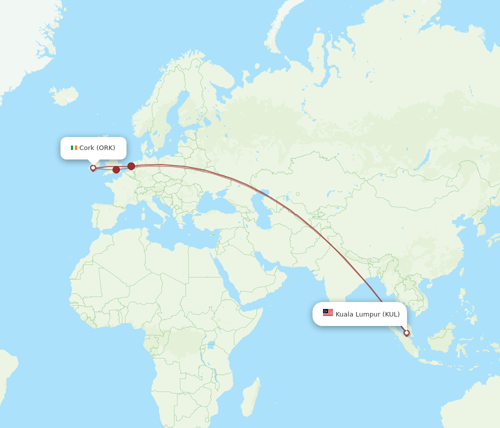 ORK-KUL flight routes