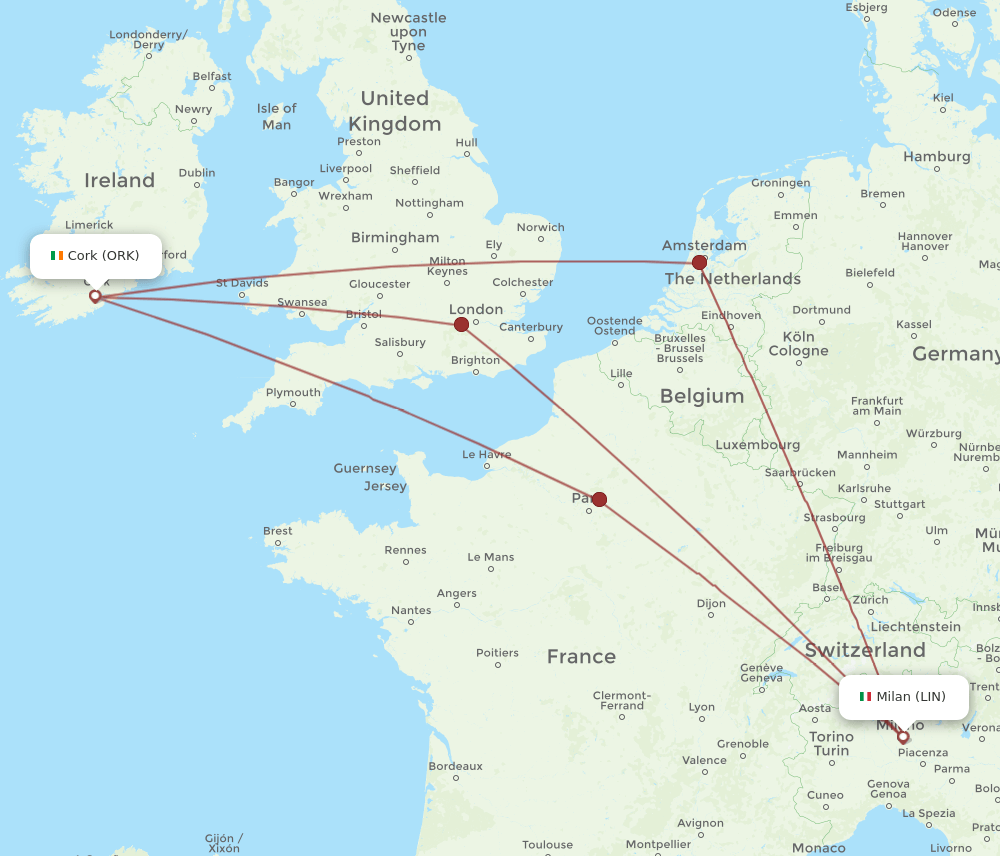 ORK-LIN flight routes