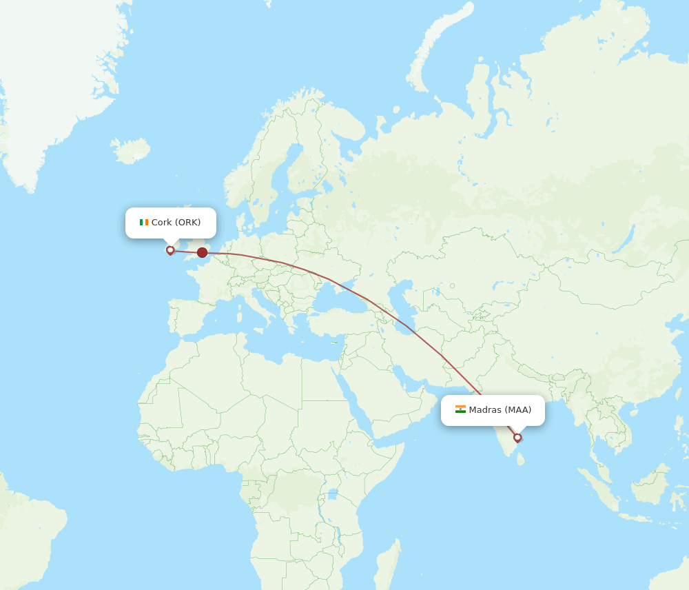 ORK-MAA flight routes