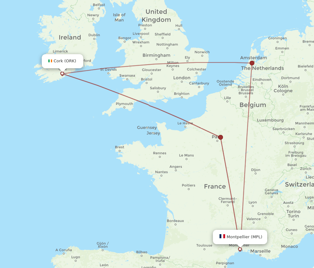 ORK to MPL flights and routes map