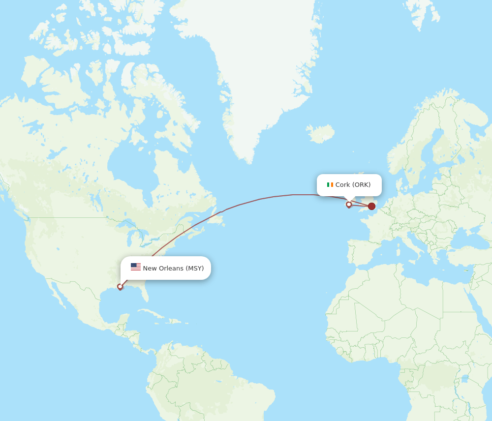 ORK-MSY flight routes