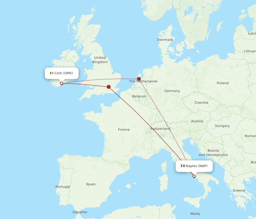 ORK-NAP flight routes