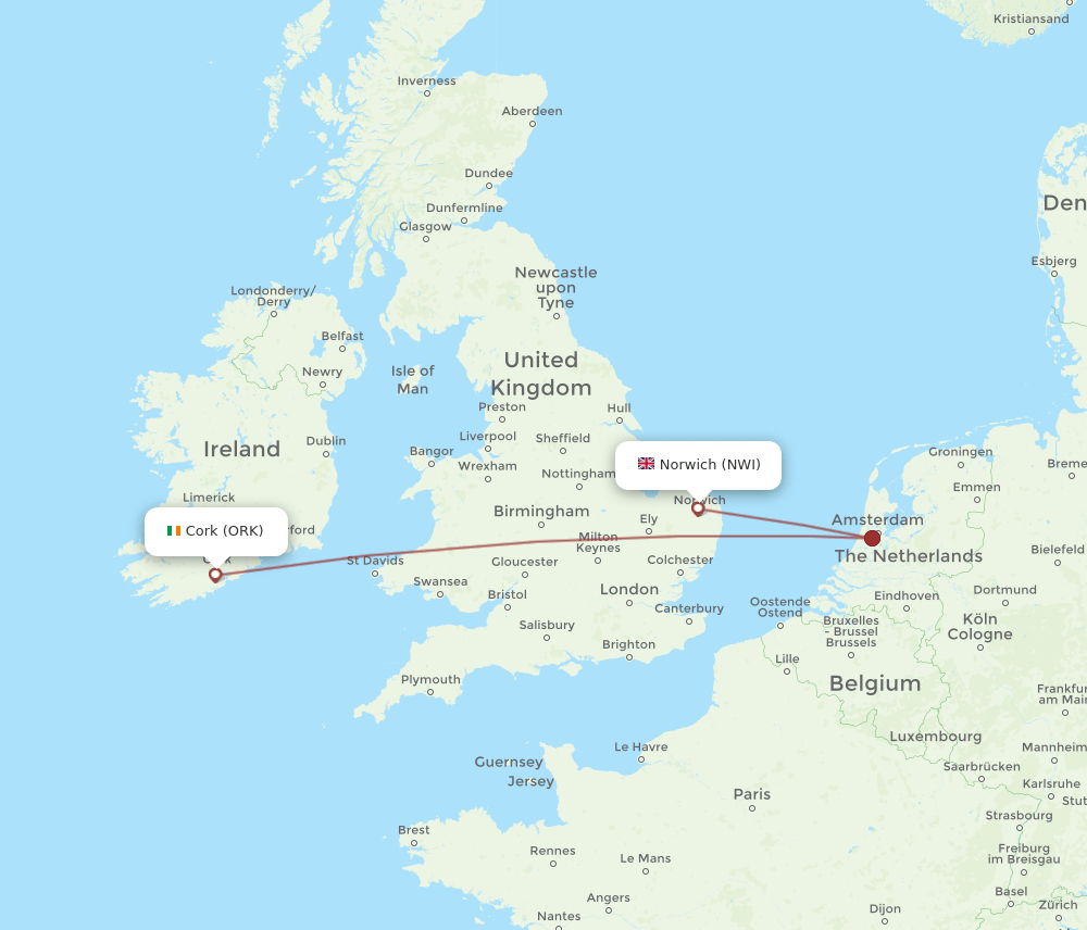 ORK-NWI flight routes
