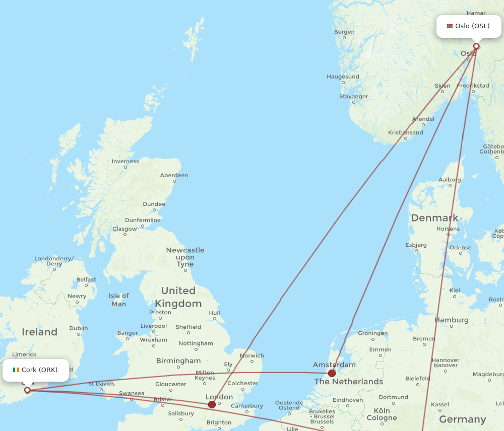 ORK-OSL flight routes