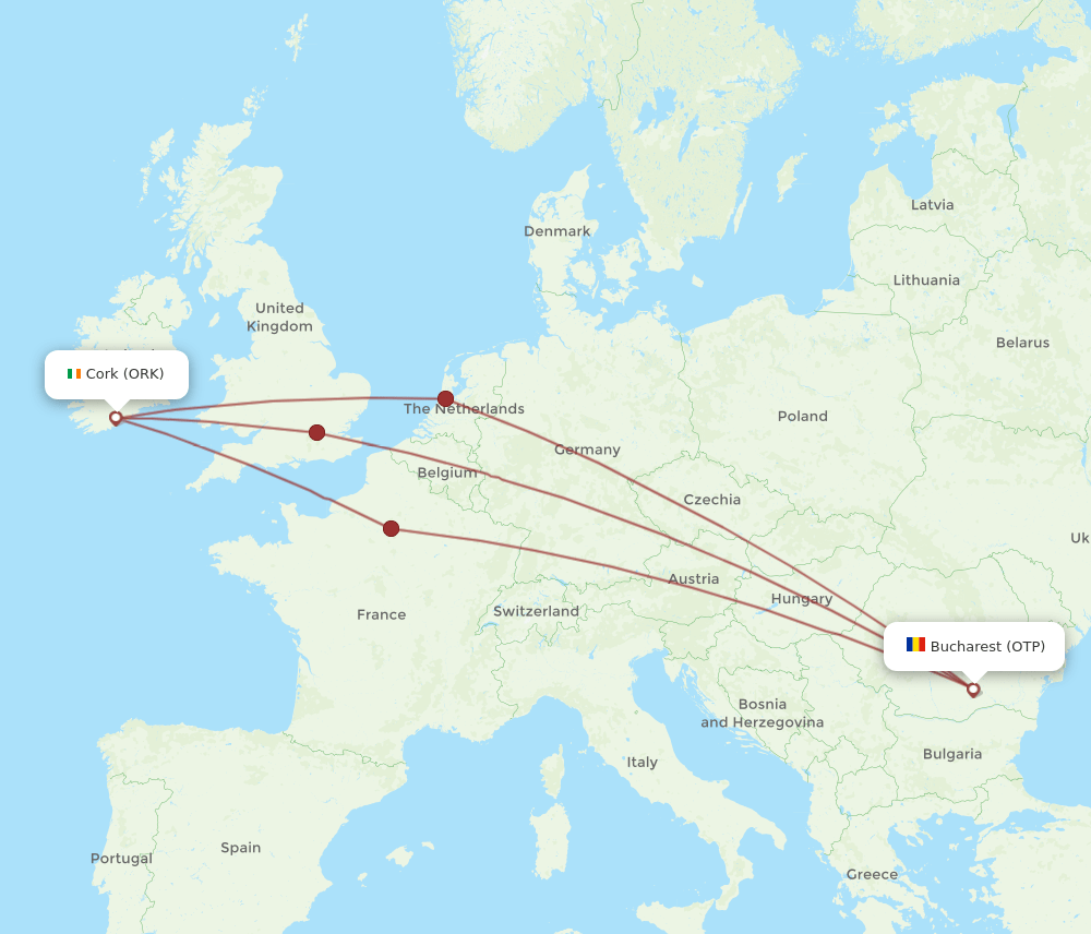 ORK-OTP flight routes