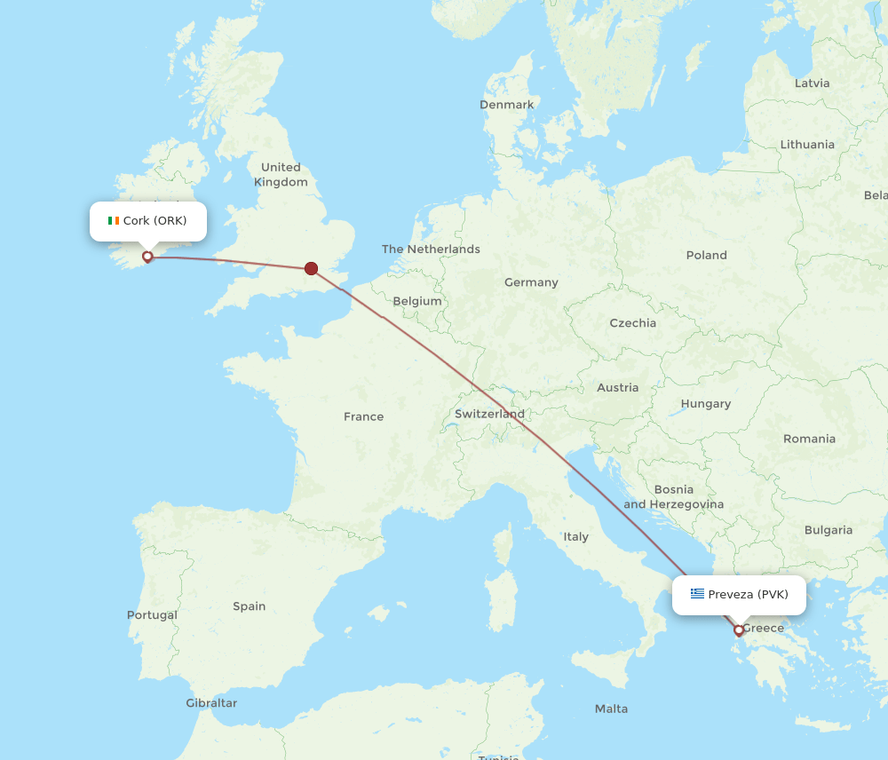 ORK-PVK flight routes