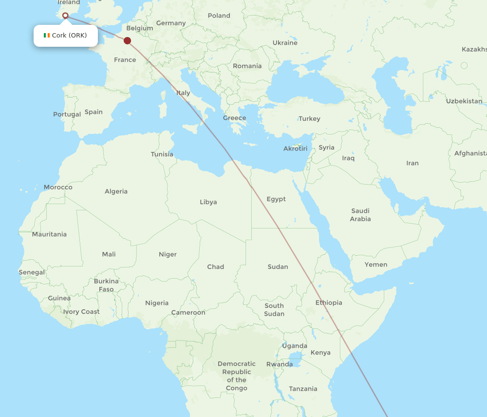 ORK-RUN flight routes