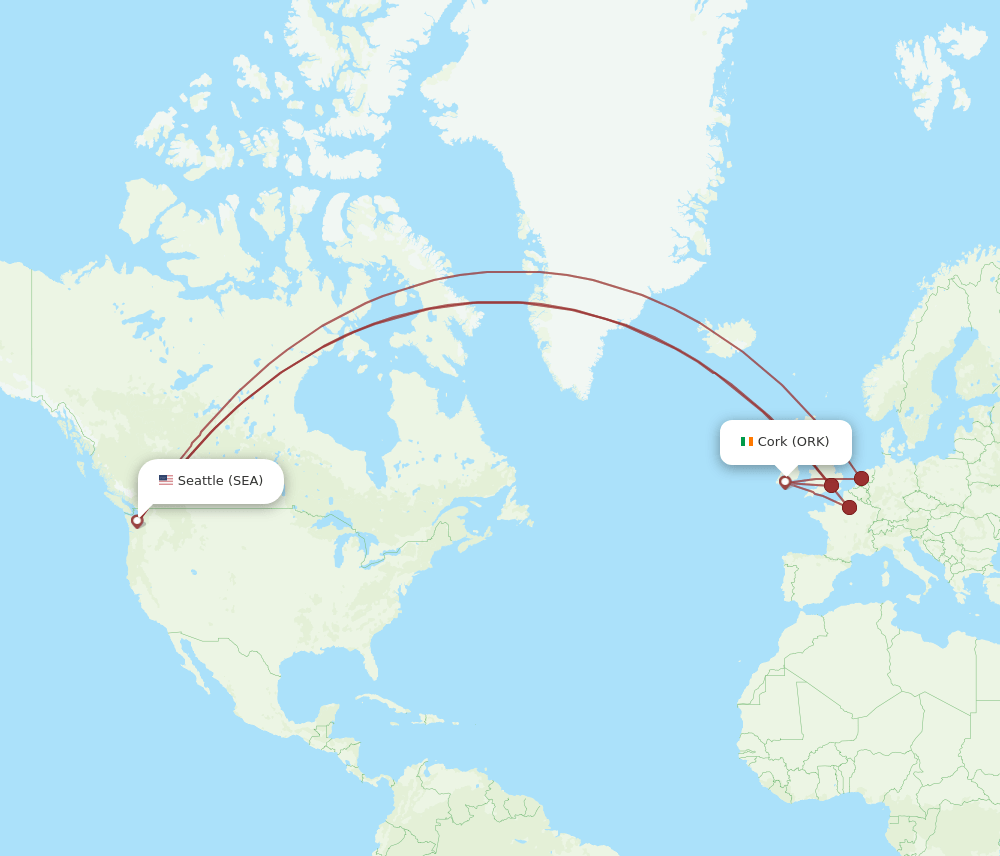 ORK-SEA flight routes