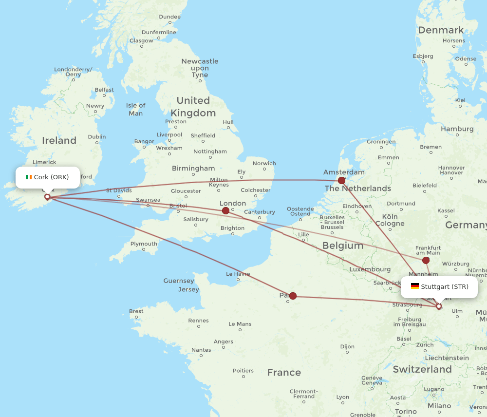 ORK-STR flight routes