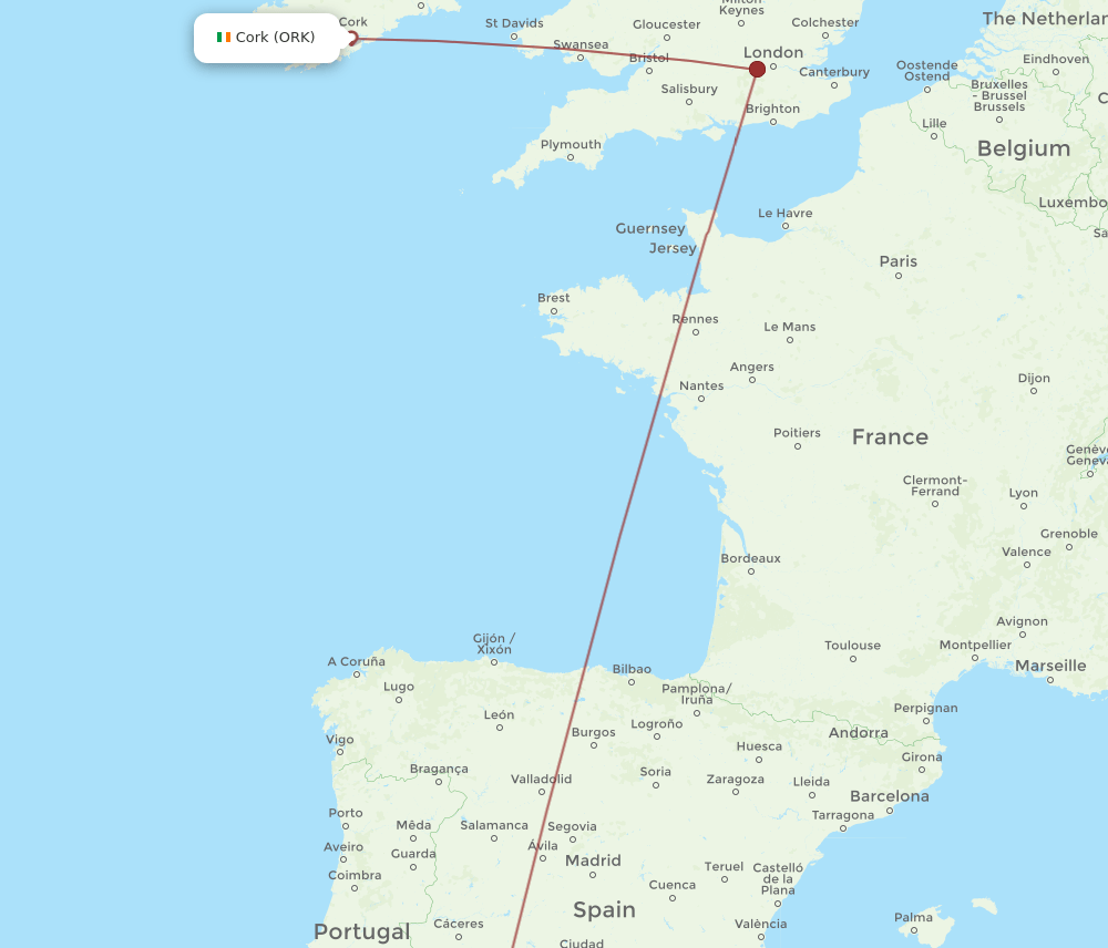 ORK to SVQ flights and routes map