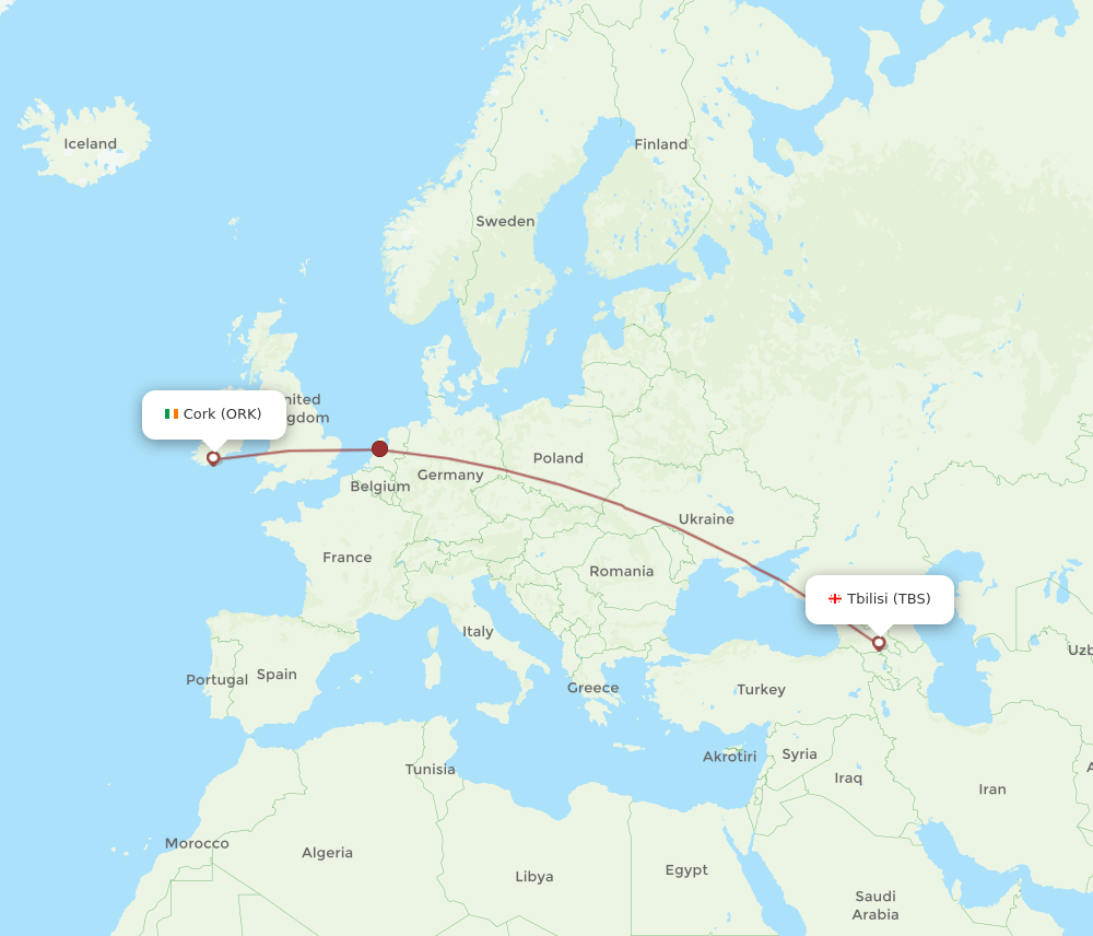 ORK-TBS flight routes