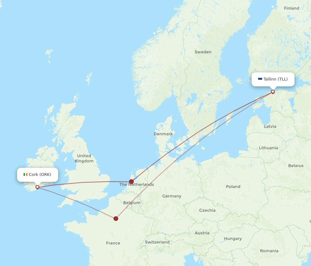 ORK-TLL flight routes
