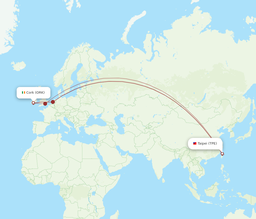 ORK-TPE flight routes