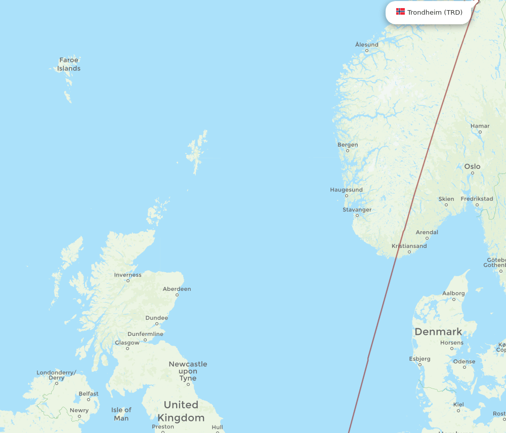ORK to TRD flights and routes map