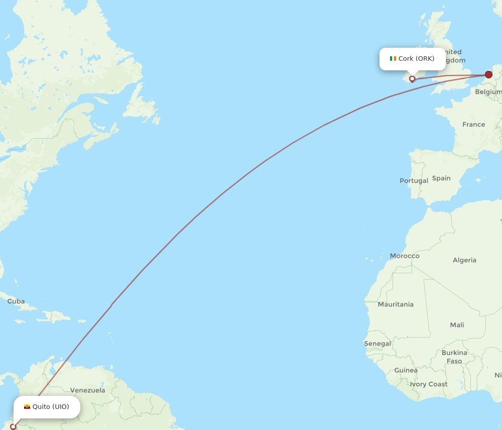 ORK-UIO flight routes