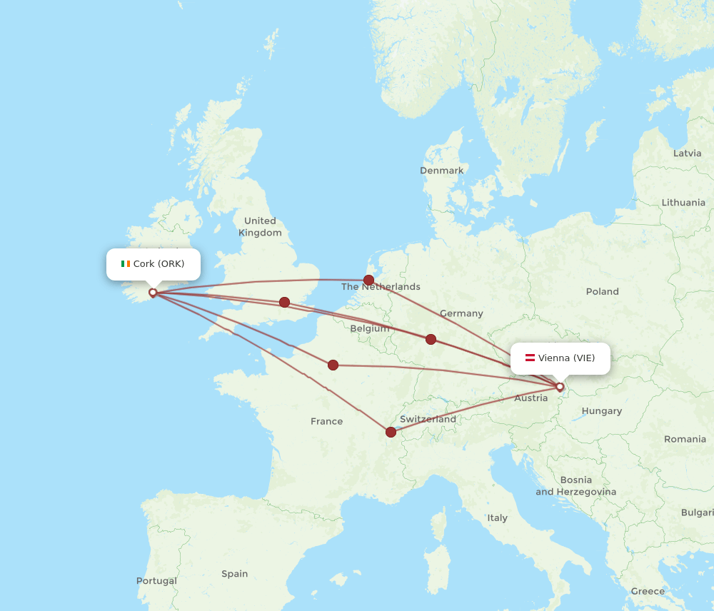 ORK-VIE flight routes