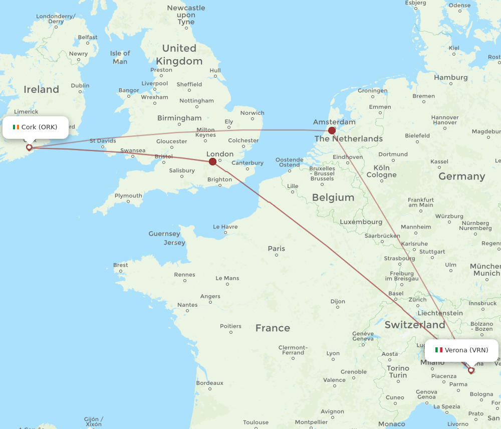 ORK-VRN flight routes