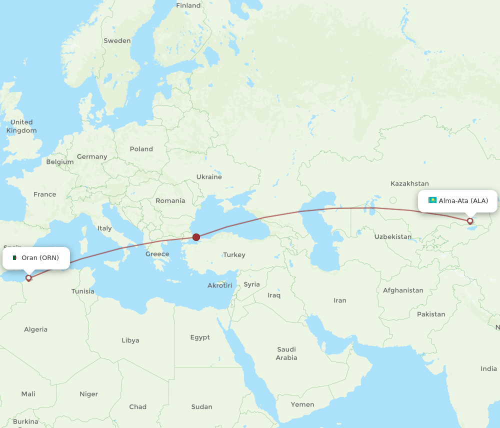 ORN-ALA flight routes