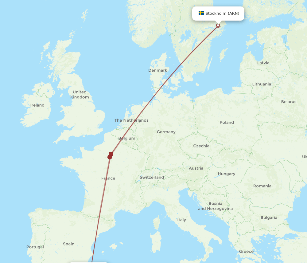ORN-ARN flight routes