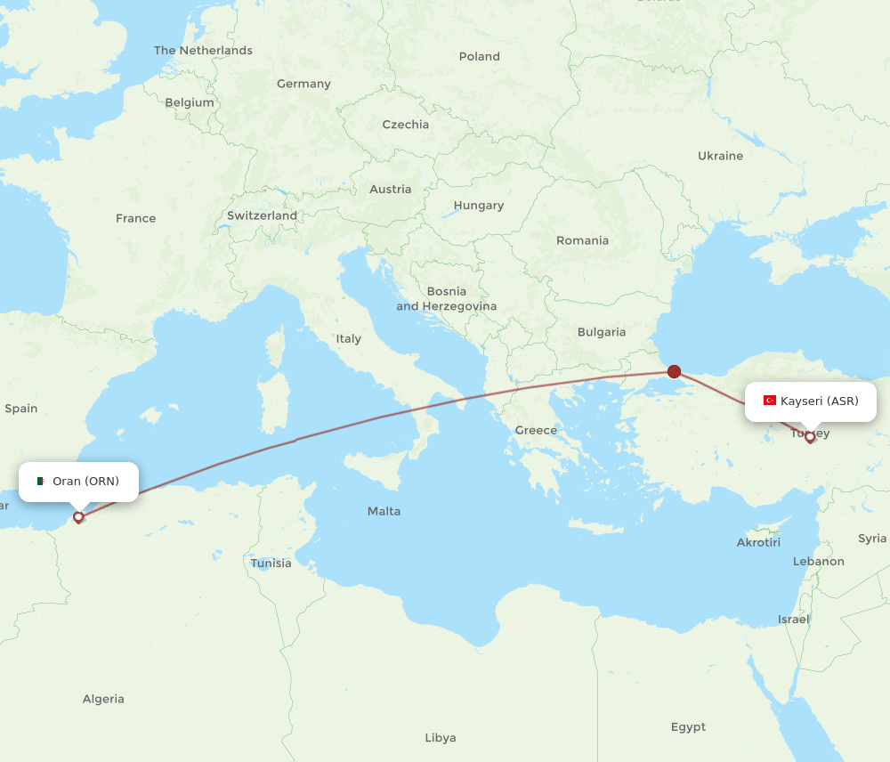 ORN-ASR flight routes