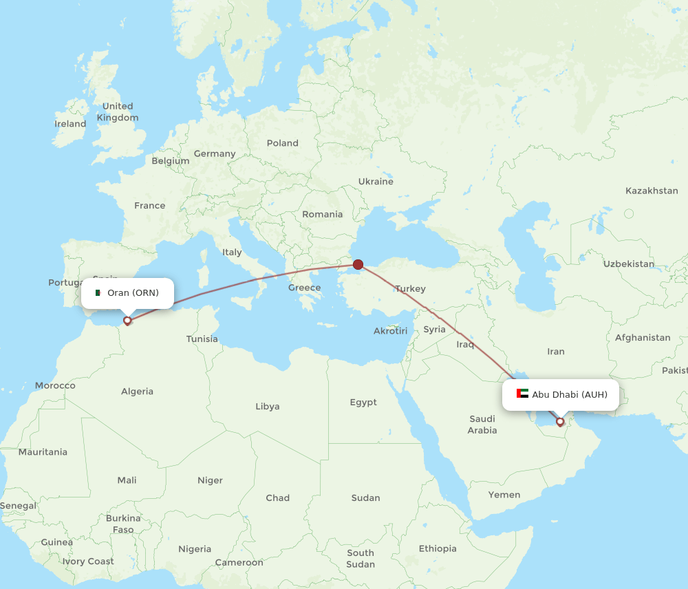 ORN-AUH flight routes