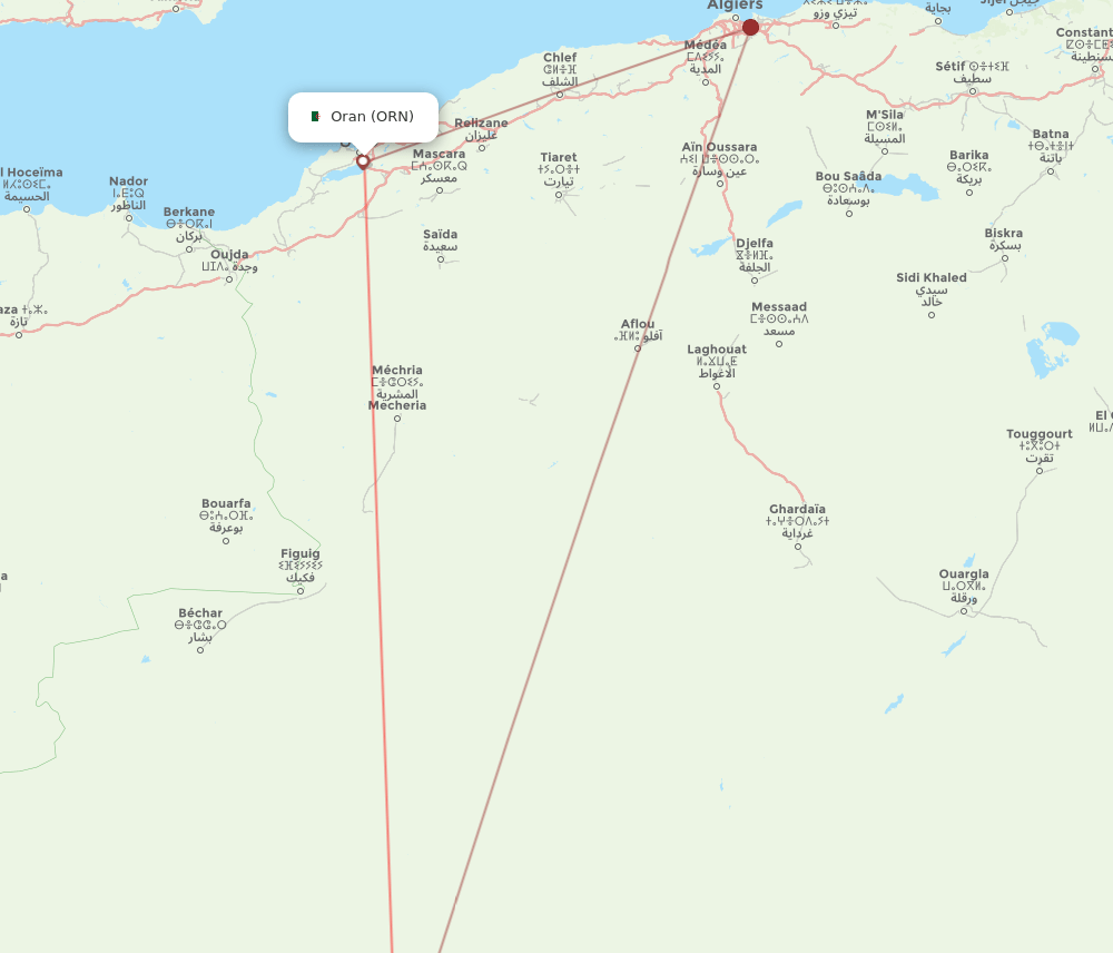 ORN to AZR flights and routes map