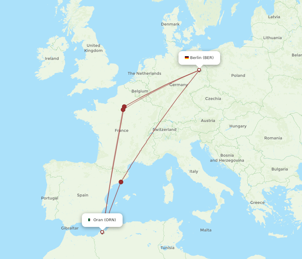 ORN-BER flight routes