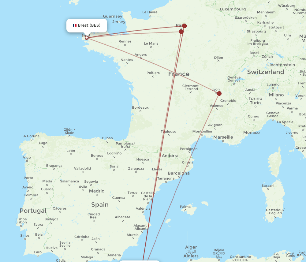 ORN-BES flight routes