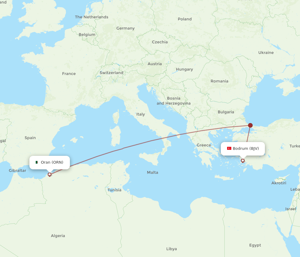 ORN-BJV flight routes