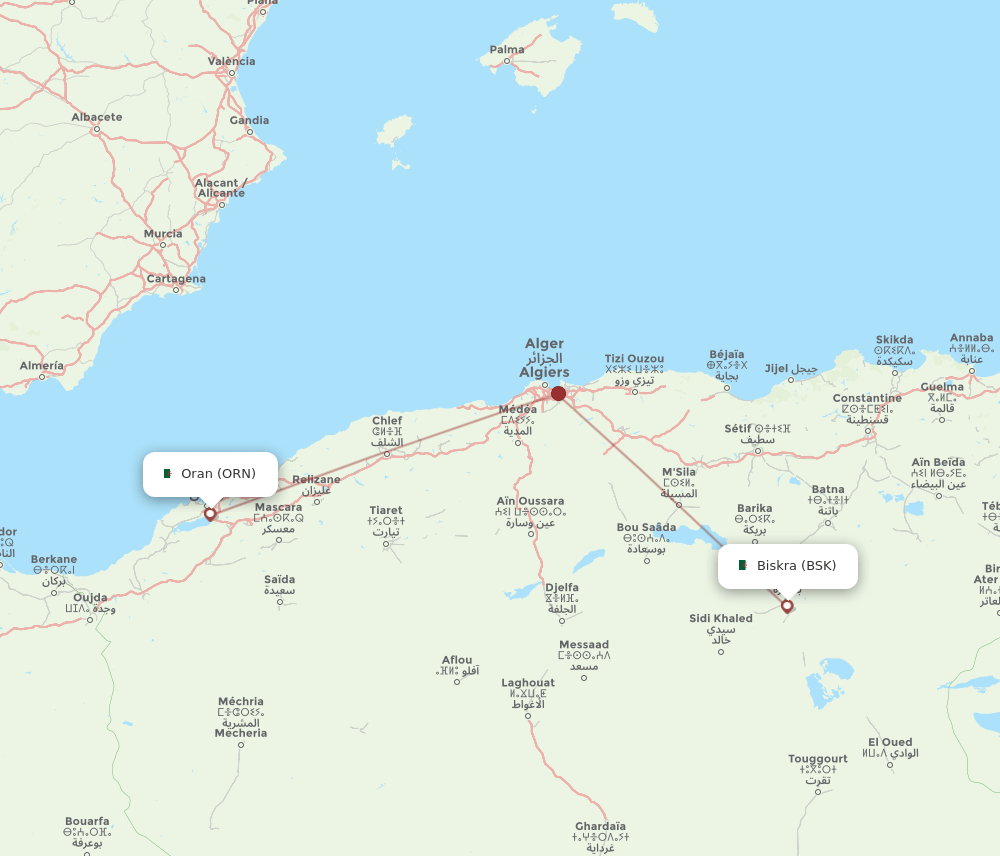 ORN-BSK flight routes