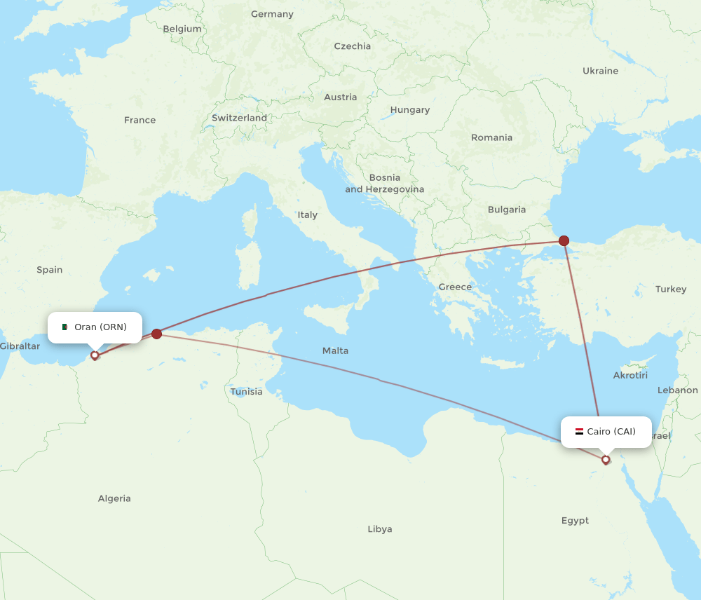 ORN-CAI flight routes