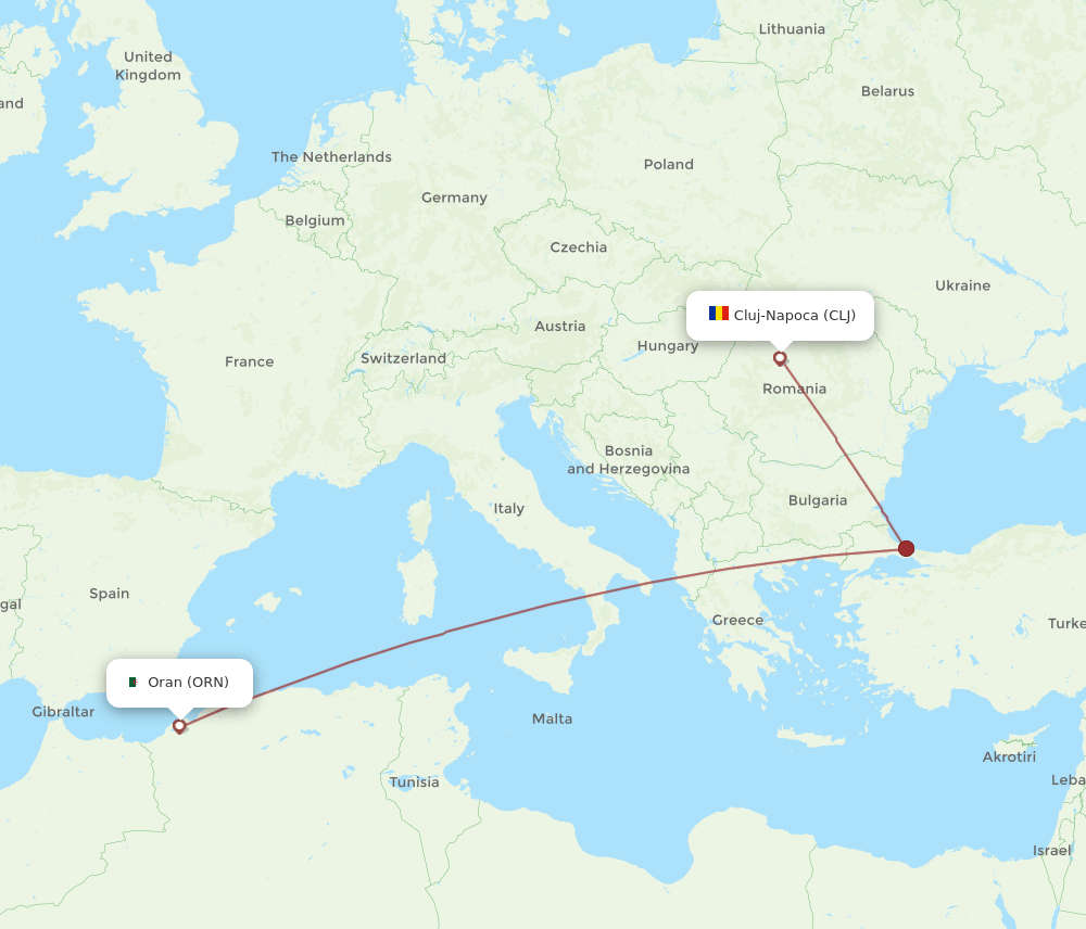 ORN-CLJ flight routes