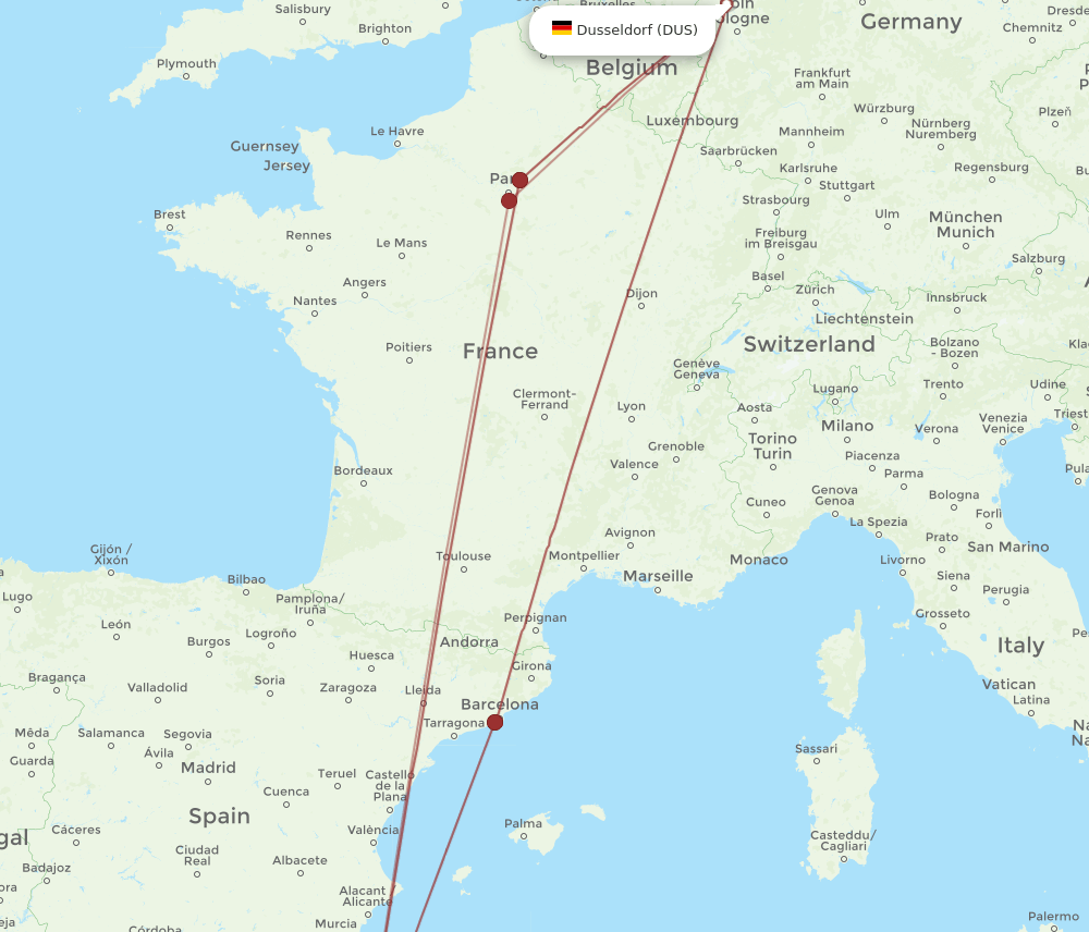 ORN-DUS flight routes