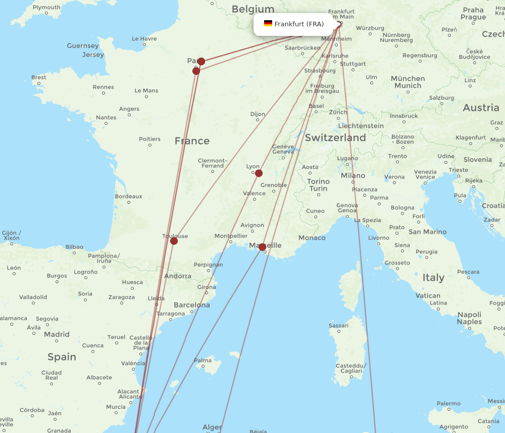 ORN to FRA flights and routes map