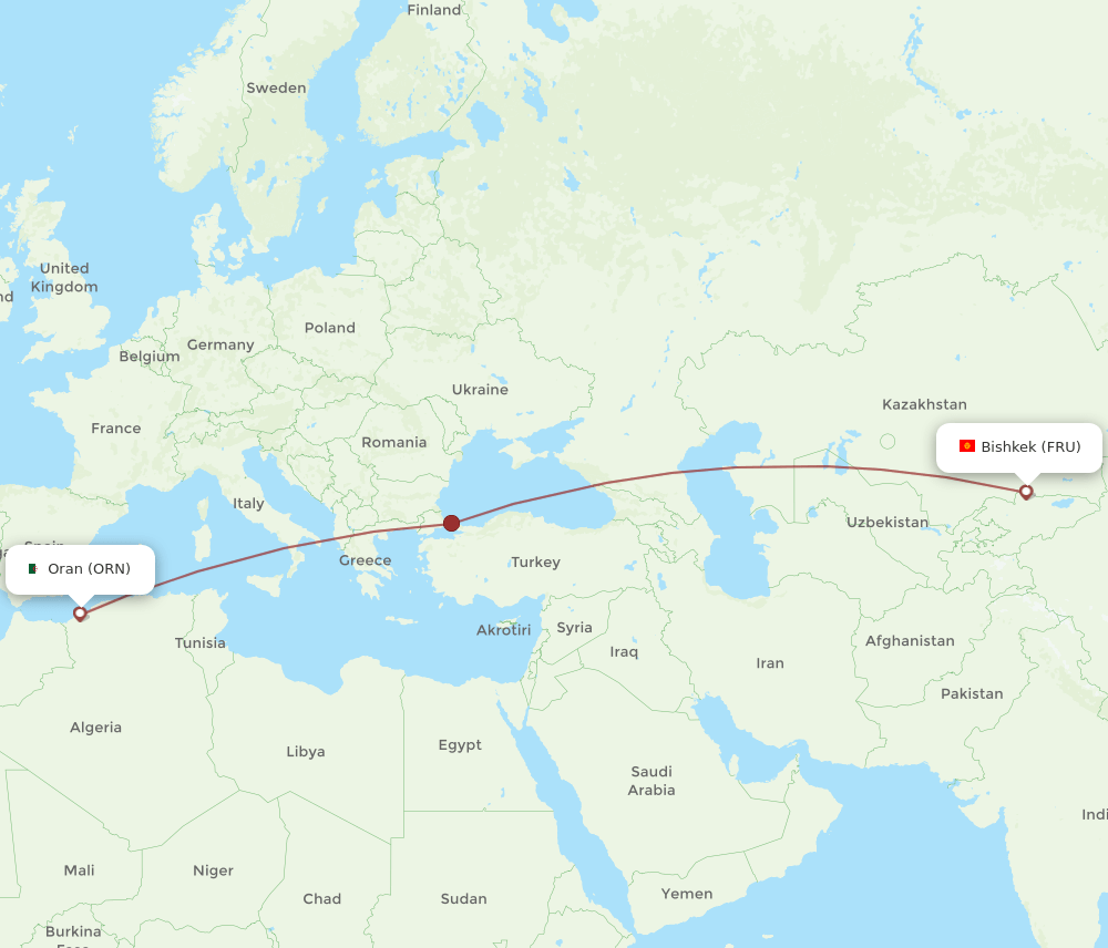 ORN-FRU flight routes